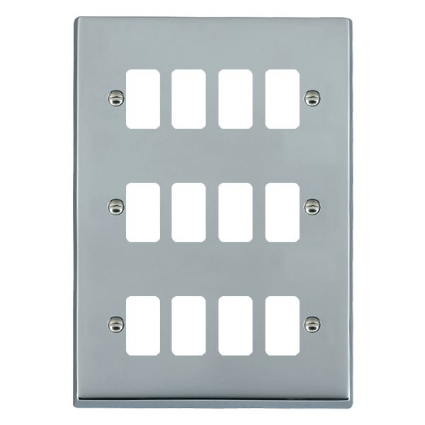 Cheriton Victorian Grid-IT Bright Chrome 12 gang Grid Fix Aperture Plate with Grid