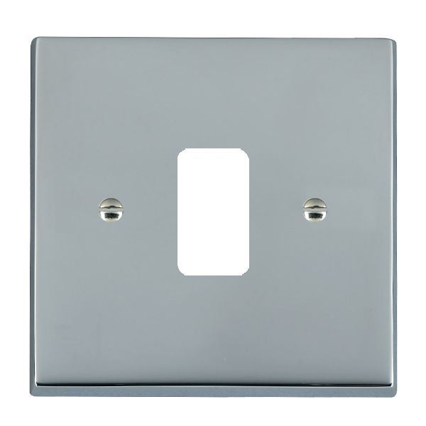 Cheriton Victorian Grid-IT Bright Chrome 1 gang Grid Fix Aperture Plate with Grid