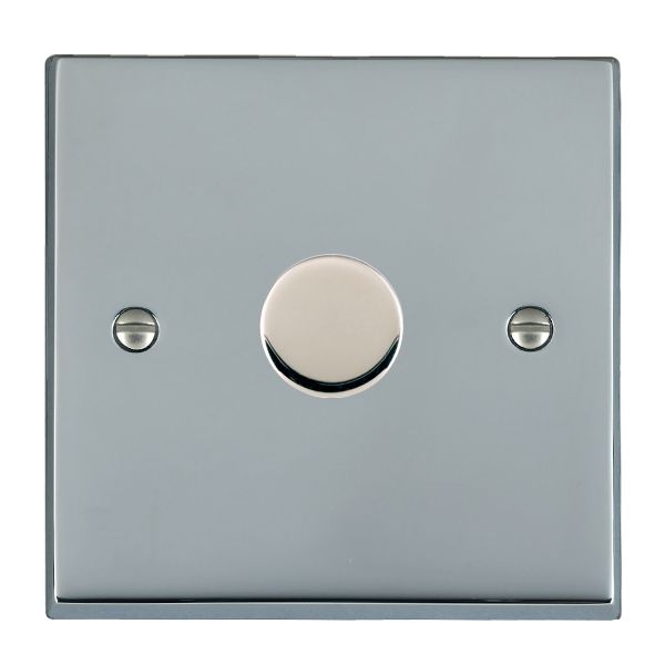 Cheriton Victorian Bright Chrome 1 gang 100W LED 2 Way Push On/Off Rotary Dimmer Bright Chrome