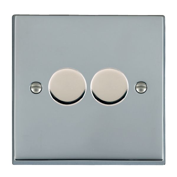 Cheriton Victorian Bright Chrome 1 gang 250W LED 2 Way Push On/Off Rotary Dimmer Bright Chrome Minimum Load = 5W(LED) Maximum Load = 250W(LED) Trailing Edge / 150W(LED) Leading Edge