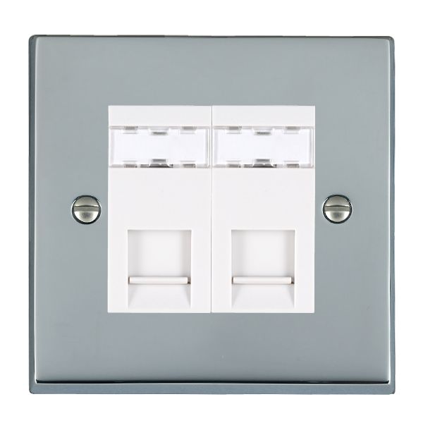 Cheriton Victorian Bright Chrome 2 gang RJ12 Outlet – Unshielded White