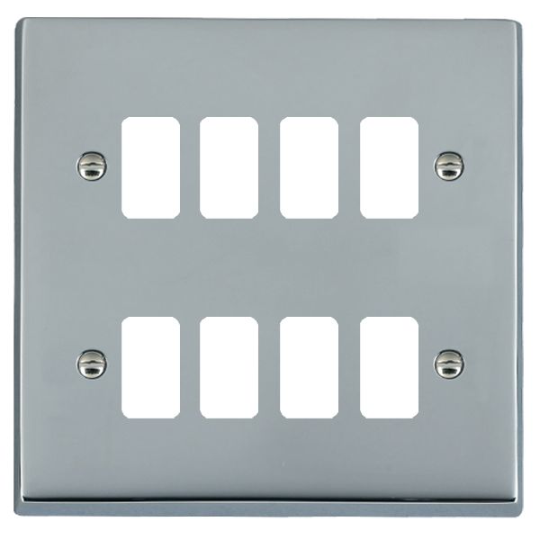 Cheriton Victorian Grid-IT Bright Chrome 8 gang Grid Fix Aperture Plate with Grid