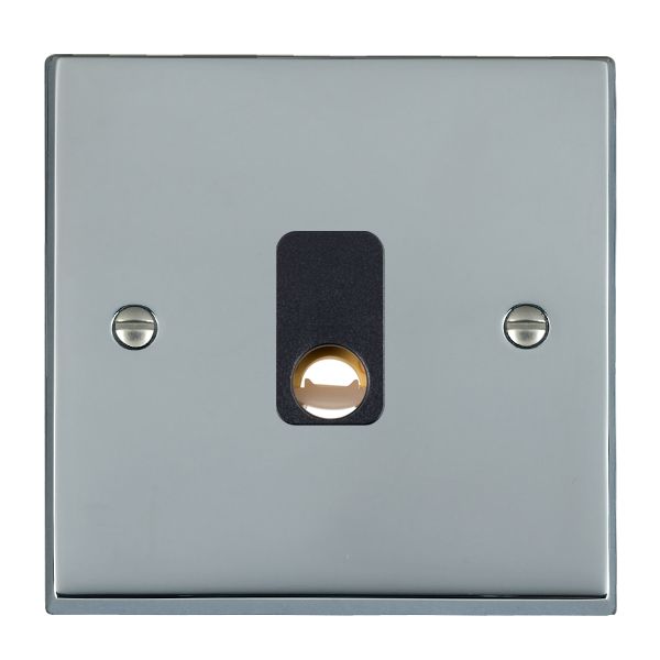 Cheriton Victorian Bright Chrome 1 gang 20A Cable Outlet Black