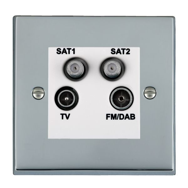 Cheriton Victorian Bright Chrome Non-Isolated TV+FM+SAT1+SAT2 Quadplexer 2in/4out (DAB Compatible) White