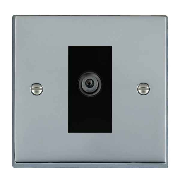 Cheriton Victorian Bright Chrome 1 gang Non-Isolated Digital Satellite (DAB Compatible) Black