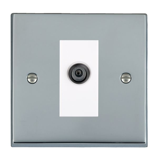 Cheriton Victorian Bright Chrome 1 gang Non-Isolated Digital Satellite (DAB Compatible) White