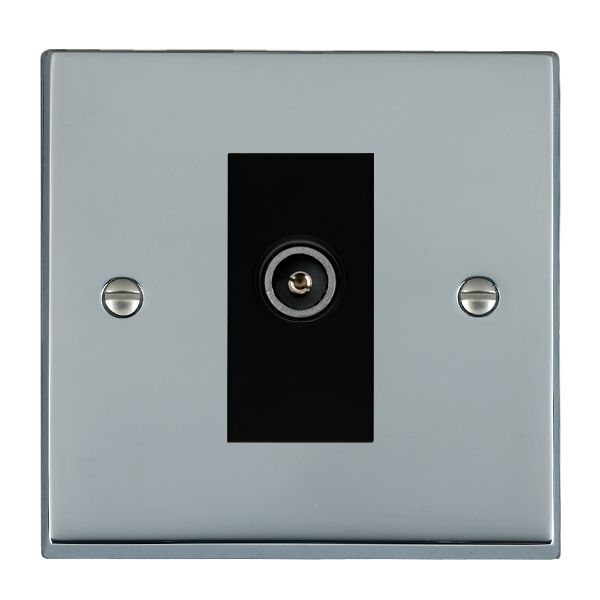 Cheriton Victorian Bright Chrome 1 gang Non-Isolated TV (Female) (DAB Compatible) Black
