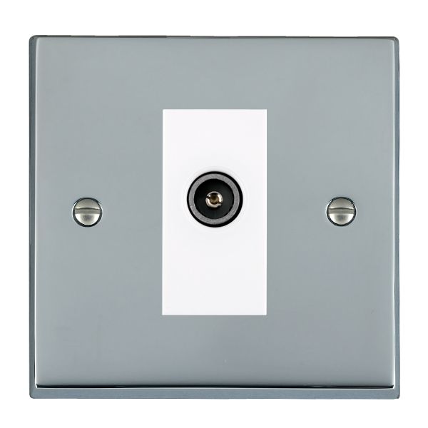 Cheriton Victorian Bright Chrome 1 gang Non-Isolated TV (Female) (DAB Compatible) White