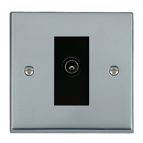 Cheriton Victorian Bright Chrome 1 gang Non-Isolated TV (Male) (DAB Compatible) Black