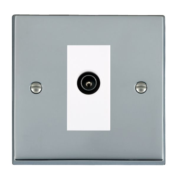 Cheriton Victorian Bright Chrome 1 gang Non-Isolated TV (Male) (DAB Compatible) White