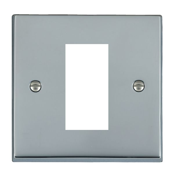 Cheriton Victorian EuroFix Bright Chrome Single Plate complete with 1 EuroFix Aperture 25x50mm and Grid