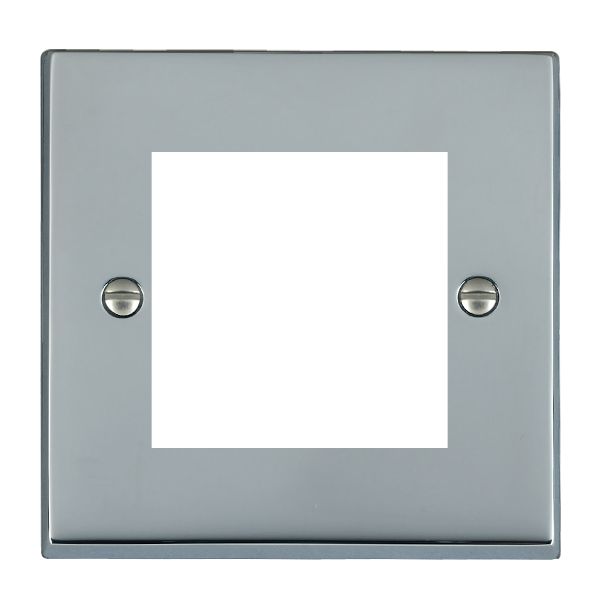 Cheriton Victorian EuroFix Bright Chrome Single Plate complete with 2 EuroFix Apertures 50x50mm and Grid