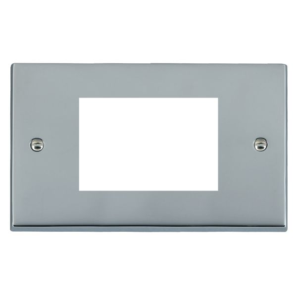 Cheriton Victorian EuroFix Bright Chrome Double Plate complete with 3 EuroFix Apertures 75x50mm and Grid