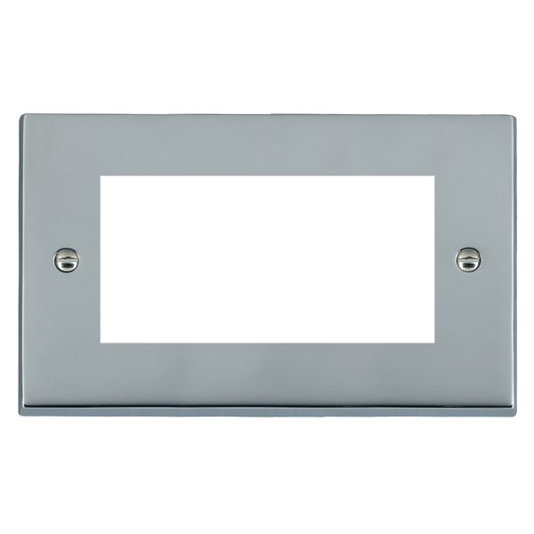 Cheriton Victorian EuroFix Bright Chrome Double Plate complete with 4 EuroFix Apertures 100x50mm and Grid