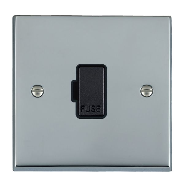 Cheriton Victorian Bright Chrome 1 gang 13A Fuse Only Black/Black
