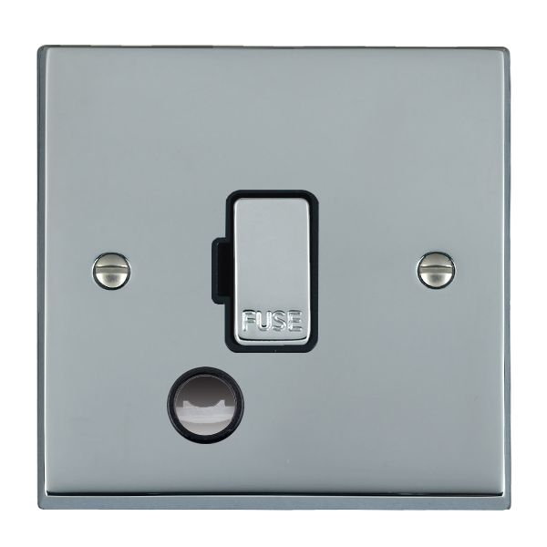Cheriton Victorian Bright Chrome 1 gang 13A Fuse and Cable Outlet Bright Chrome/Black