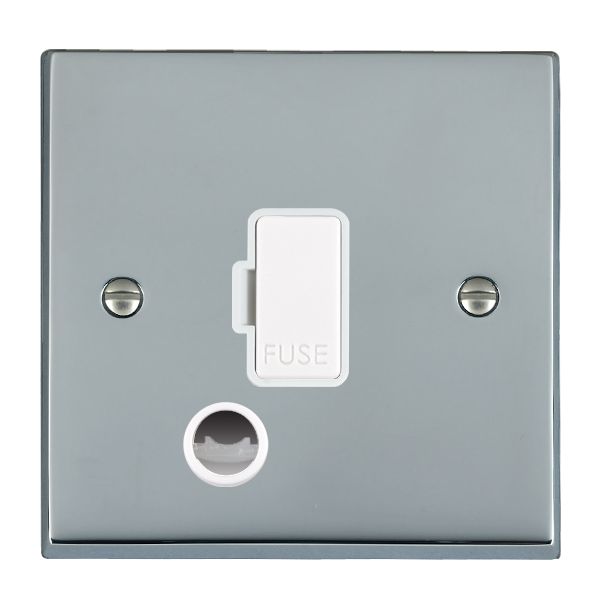 Cheriton Victorian Bright Chrome 1 gang 13A Fuse and Cable Outlet White/White