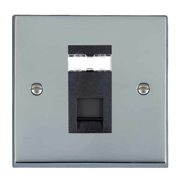 Cheriton Victorian Bright Chrome 1 gang RJ45 CAT 5E Outlet – Unshielded Black