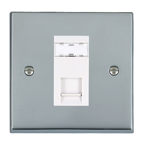 Cheriton Victorian Bright Chrome 1 gang RJ45 CAT 5E Outlet – Unshielded White