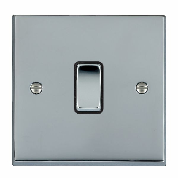 Cheriton Victorian Bright Chrome 1 gang 10AX Push To Make Retractive Rocker Bright Chrome/Black