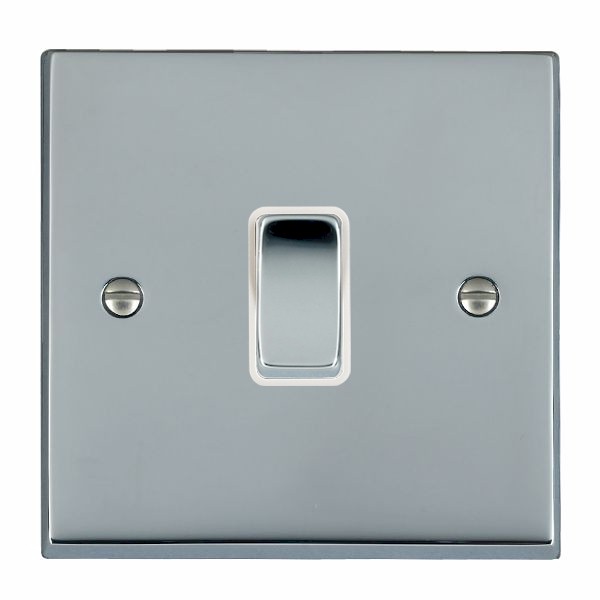 Cheriton Victorian Bright Chrome 1 gang 10AX Push To Make Retractive Rocker Bright Chrome/White
