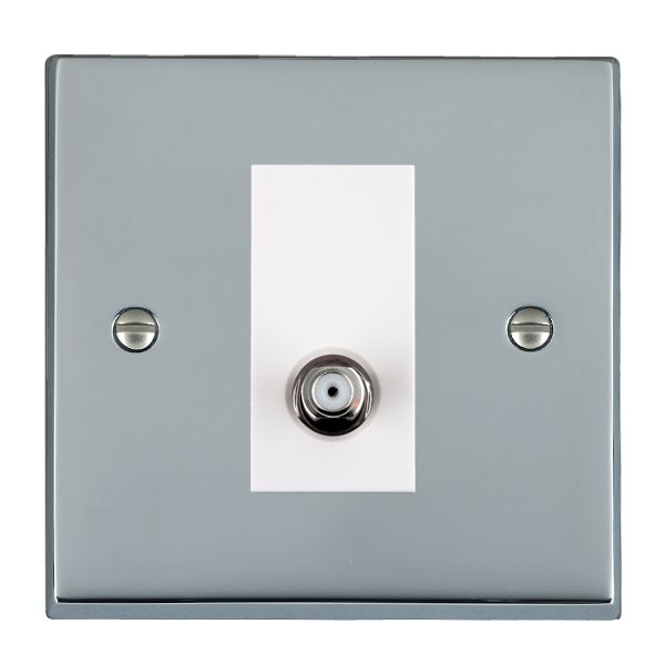 Cheriton Victorian Bright Chrome 1 gang Isolated Satellite White