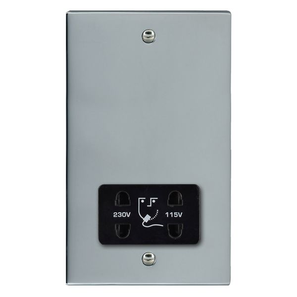 Cheriton Victorian Bright Chrome Shaver Dual Voltage Unswitched Socket (Vertically Mounted) Black