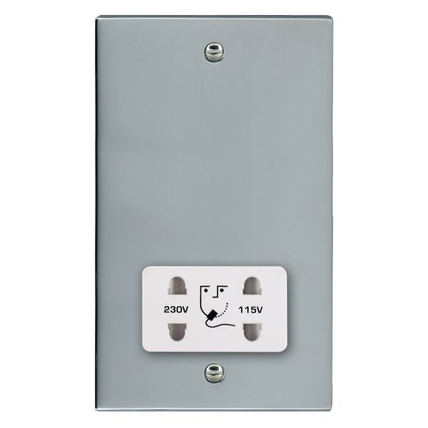 Cheriton Victorian Bright Chrome Shaver Dual Voltage Unswitched Socket (Vertically Mounted) White