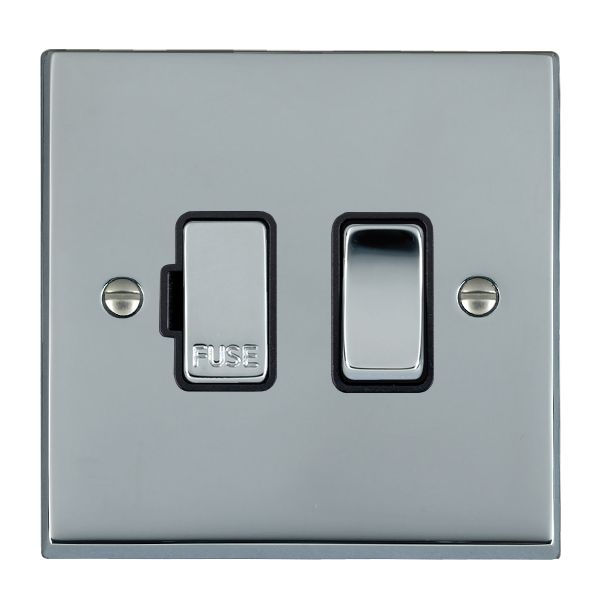 Cheriton Victorian Bright Chrome 1 gang 13A Double Pole Fused Spur Bright Chrome/Black