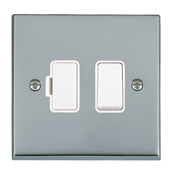 Cheriton Victorian Bright Chrome 1 gang 13A Double Pole Fused Spur White/White