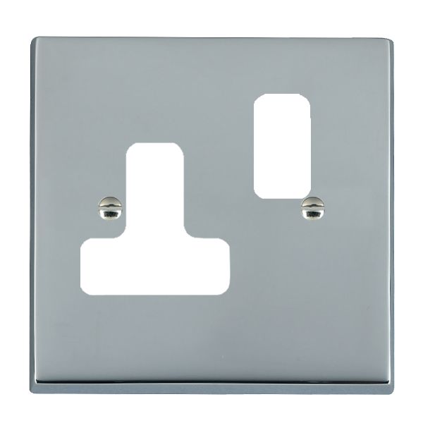 Cheriton Victorian Grid-IT Bright Chrome 1 gang 13A Switched Socket Grid Fix Aperture Plate