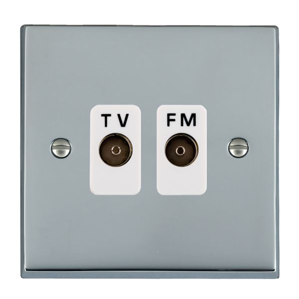 Cheriton Victorian Bright Chrome Isolated TV/FM Diplexer 1in/2out White