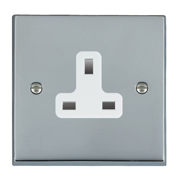 Cheriton Victorian Bright Chrome 1 gang 13A Unswitched Socket White
