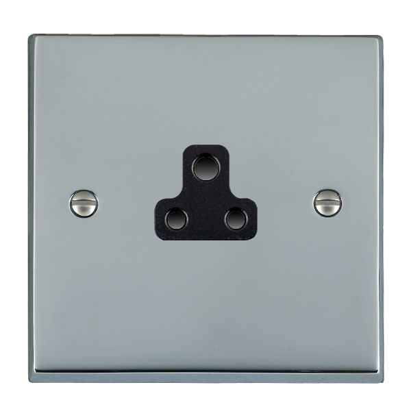 Cheriton Victorian Bright Chrome 1 gang 2A Unswitched Socket Black