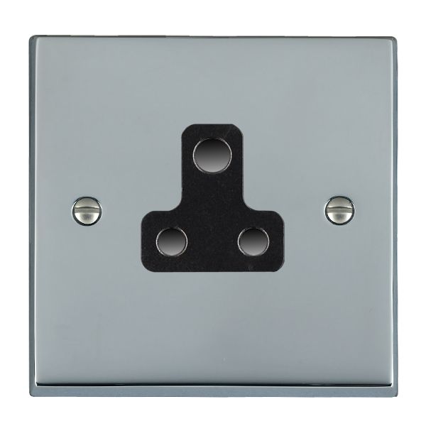 Cheriton Victorian Bright Chrome 1 gang 5A Unswitched Socket Black