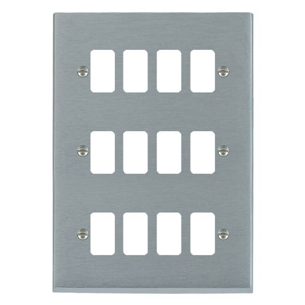 Cheriton Victorian Grid-IT Satin Chrome 12 gang Grid Fix Aperture Plate with Grid