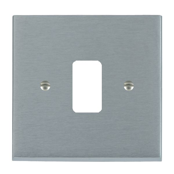Cheriton Victorian Grid-IT Satin Chrome 1 gang Grid Fix Aperture Plate with Grid