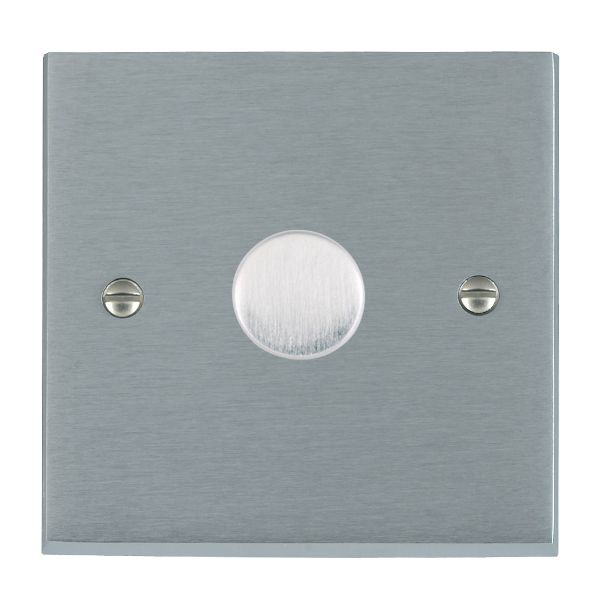 Cheriton Victorian Satin Chrome 1 gang 100W LED 2 Way Push On/Off Rotary Dimmer Satin Chrome