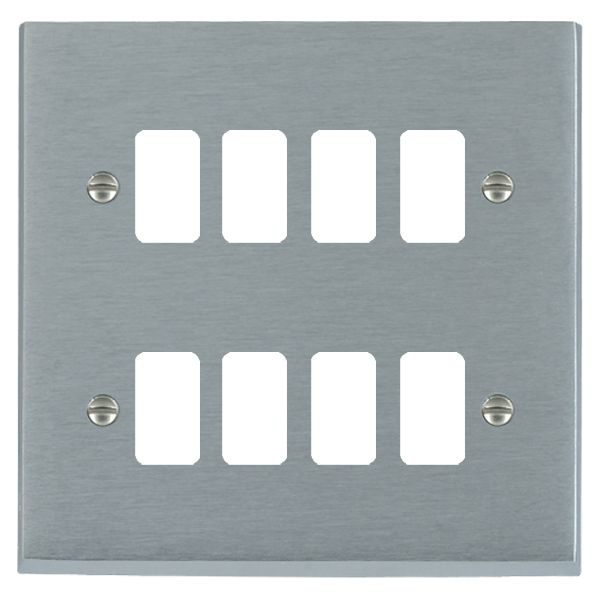 Cheriton Victorian Grid-IT Satin Chrome 8 gang Grid Fix Aperture Plate with Grid