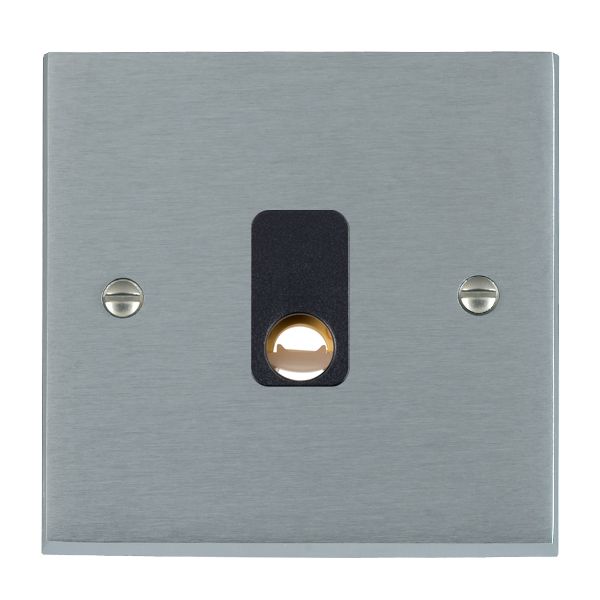 Cheriton Victorian Satin Chrome 1 gang 20A Cable Outlet Black