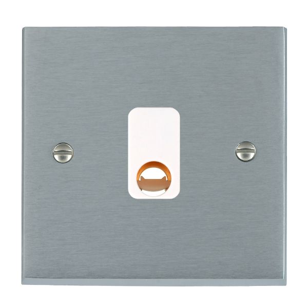Cheriton Victorian Satin Chrome 1 gang 20A Cable Outlet White