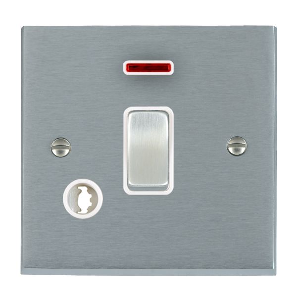 Cheriton Victorian Satin Chrome 1 gang 20AX Double Pole Rocker and Neon and Cable Outlet Satin Chrome/White