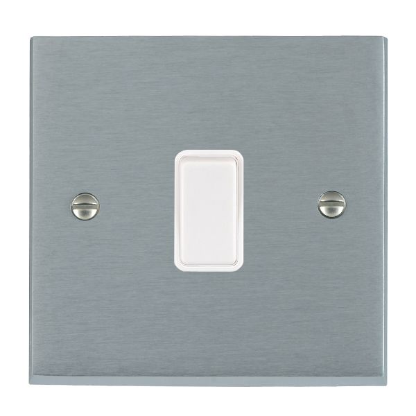 Cheriton Victorian Satin Chrome 1 gang 20AX Double Pole Rocker White/White