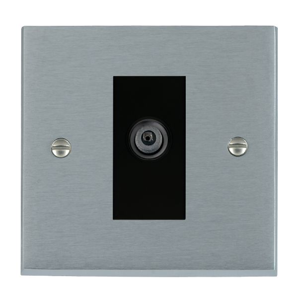 Cheriton Victorian Satin Chrome 1 gang Non-Isolated Digital Satellite (DAB Compatible) Black