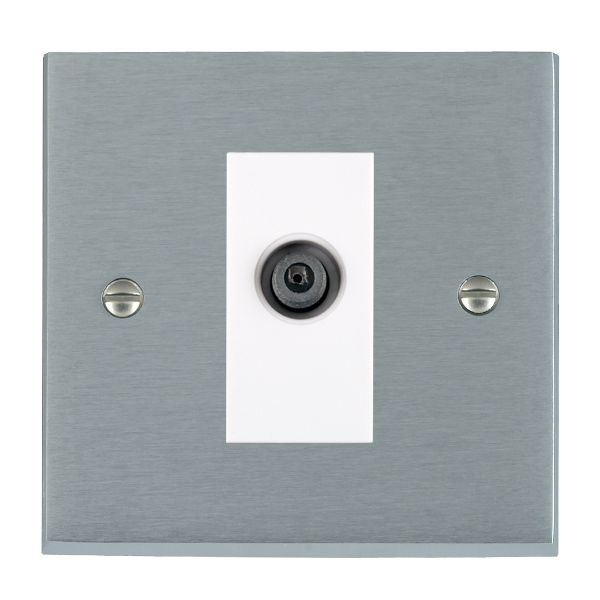 Cheriton Victorian Satin Chrome 1 gang Non-Isolated Digital Satellite (DAB Compatible) White