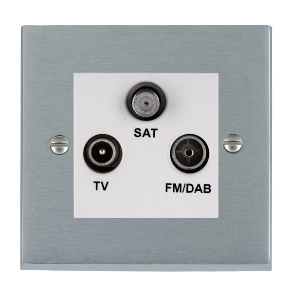 Cheriton Victorian Satin Chrome Non-Isolated TV+FM+SAT Triplexer 1in/3out (DAB Compatible) White