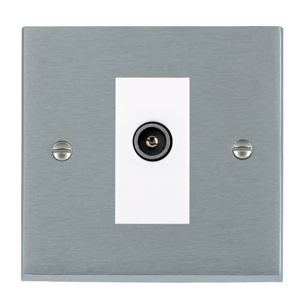 Cheriton Victorian Satin Chrome 1 gang Non-Isolated TV (Female) (DAB Compatible) White