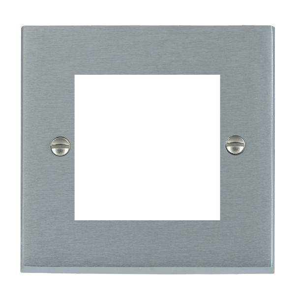 Cheriton Victorian EuroFix Satin Chrome Single Plate complete with 2 EuroFix Apertures 50x50mm and Grid
