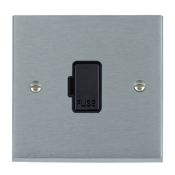 Cheriton Victorian Satin Chrome 1 gang 13A Fuse Only Black/Black
