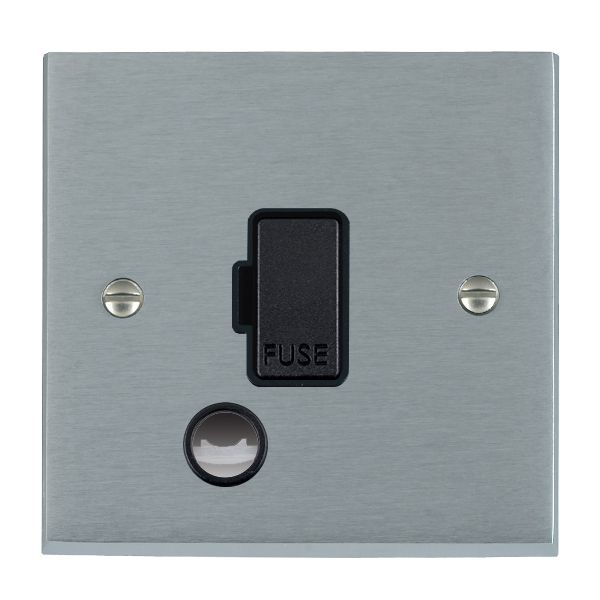 Cheriton Victorian Satin Chrome 1 gang 13A Fuse and Cable Outlet Black/Black